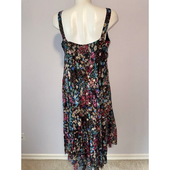Anthropologie Geisha Designs Floral Organdy Midi Dress Sequin Ruffle Size 6 - Picture 6 of 7